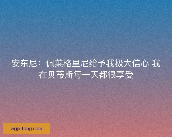 安东尼：佩莱格里尼给予我极大信心 我在贝蒂斯每一天都很享受
